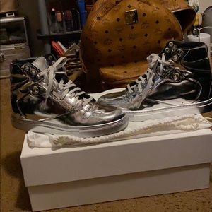 Metallic silver balenciaga sneaker.